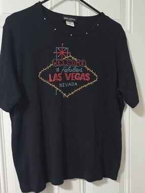 Get Lucky Black Las Vegas Rhinestone Tee